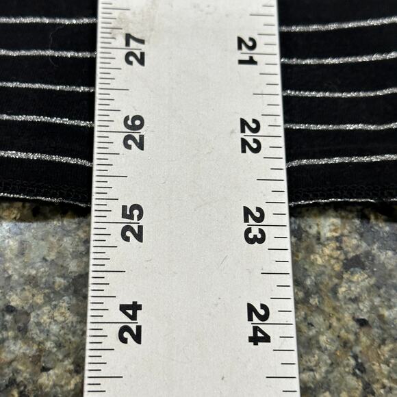 Charter Club Women Top 3X Black Glitter Striped Long Sleeve Pima Cotton Stretch - Picture 5 of 7